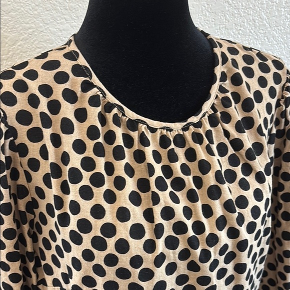 Who What Wear Neutral Polka Dot Balloon Long Sleeve Linen Mini Dress 00137 - Picture 3 of 10